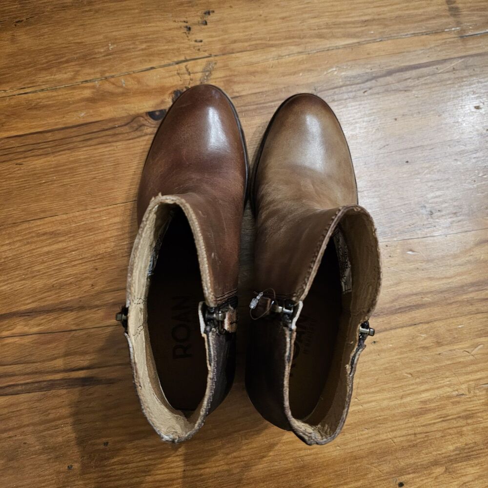 ROAN By Bed Stu 6 Liz Distressed Leather & Suede Double Zip Handmade Ankle Boots - Picture 7 of 9